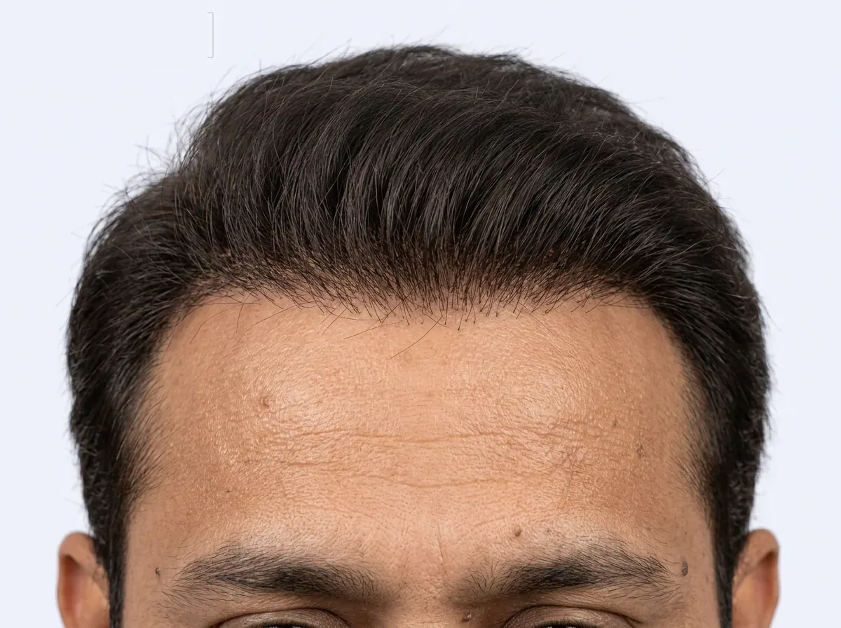 The same hairline rebuilt with a soft irregular leading edge