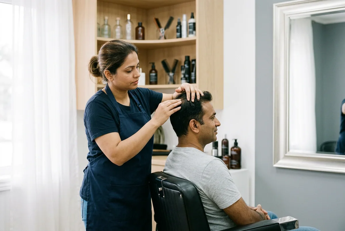 Custom Hair Patch fitted for clients in Badlapur